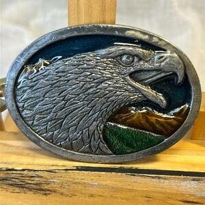 Bald Eagle enamel belt buckle made in USA tandy leather company
